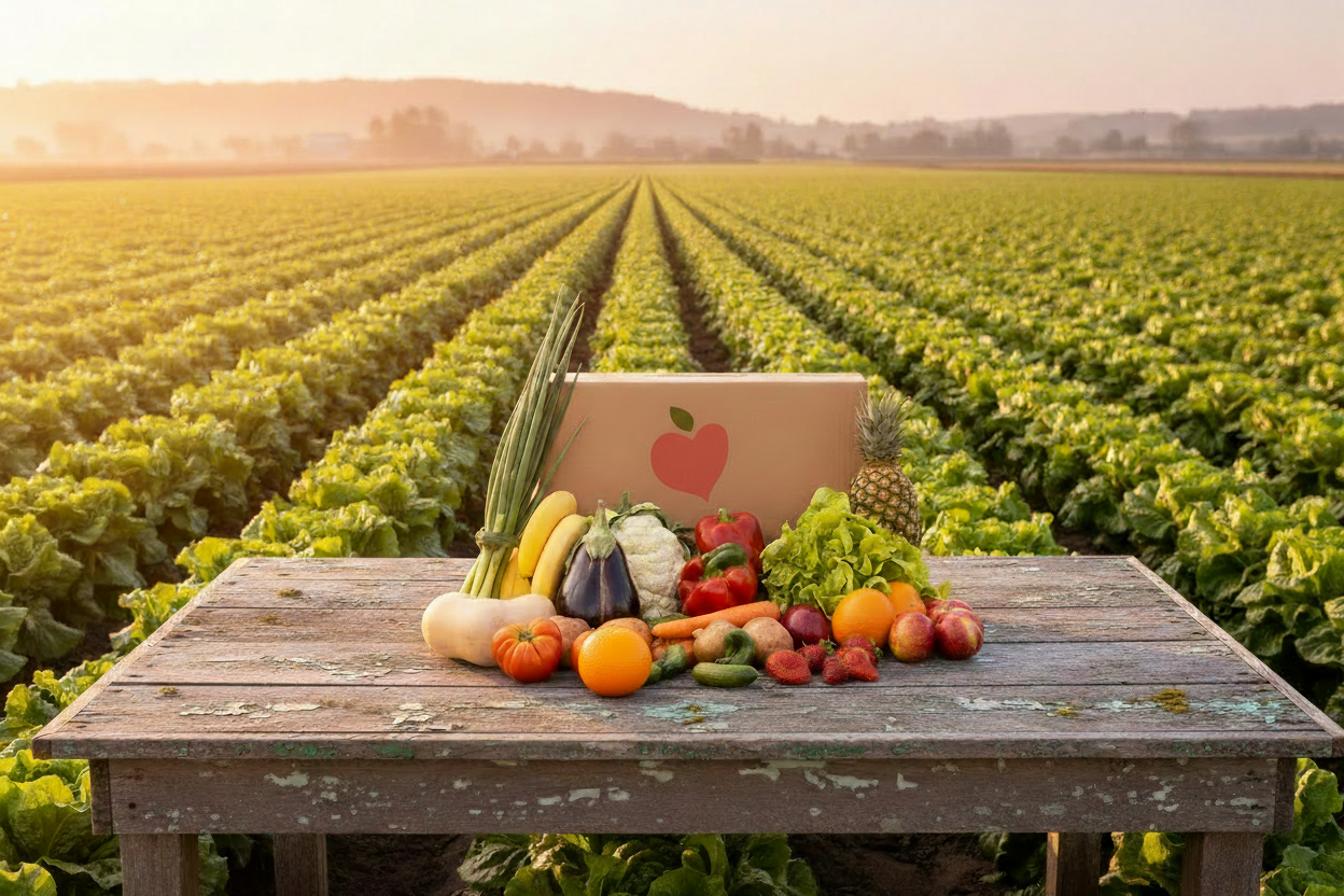 Fruit and Veg Box with Colorful Logo